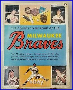 1955 Milwaukee Braves Golden Stamp Book Inc All 32 Stamps Aaron, Spahn, Matthe