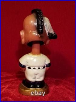 1960s Atlanta Braves Team Indian Mascot Bobblehead Gold Base Pitcher Nodder vtg