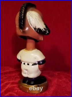 1960s Atlanta Braves Team Indian Mascot Bobblehead Gold Base Pitcher Nodder vtg