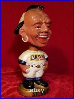 1960s Atlanta Braves Team Indian Mascot Bobblehead Gold Base Pitcher Nodder vtg