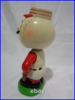 1960s Cincinnati Mr. Red Reds Baseball Bobbing Head Bobblehead Green Base w Box