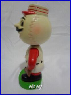 1960s Cincinnati Mr. Red Reds Baseball Bobbing Head Bobblehead Green Base w Box