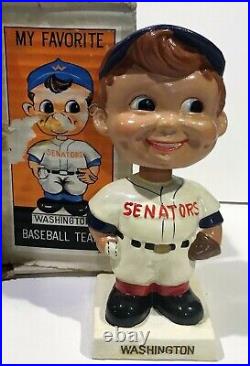 1961 Bobble Head Nodder Washington Senators White Square Base with Picture Box