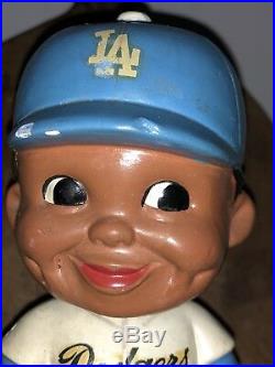 1962 Antique Green Base Black Boy Face Los Angeles Dodgers Bobble Head Nodder