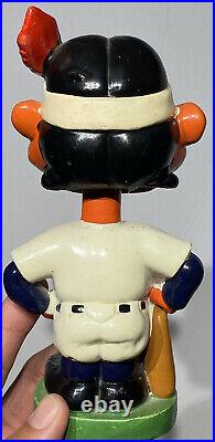 1962 Antique Green Base Cleveland Indians Wahoo Bobble Head Nodder Beautiful NM