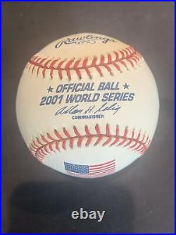 2001 World Series Usa Flag BASEBALL RANDY JOHNSON CURT SCHILLING Signed Mvp Coa