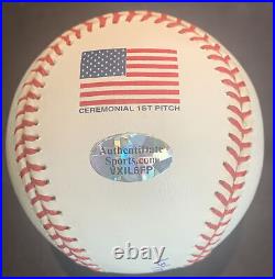 2001 World Series Usa Flag BASEBALL RANDY JOHNSON CURT SCHILLING Signed Mvp Coa