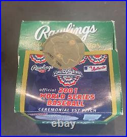 2001 World Series Usa Flag BASEBALL RANDY JOHNSON CURT SCHILLING Signed Mvp Coa