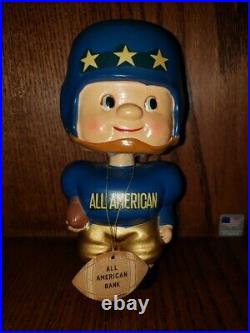 All American Football Bank 1960 Mint w Tag Bobble Head/Nodder/Bobbing Head
