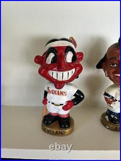 Baseball bobble Head 1960s vintage old Cleveland Indians Chief Gold base Nodder