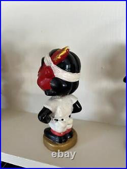 Baseball bobble Head 1960s vintage old Cleveland Indians Chief Gold base Nodder