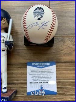 Christian Yelich Bobblehead & Autographed Signed Rawlings NL MVP Baseball with COA