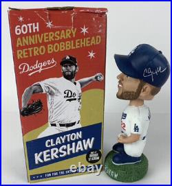 Clayton Kershaw Signed 60th Anniversary Dodgers Retro Bobblehead PSA/DNA COA BOX