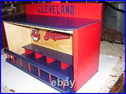 Cleveland Indians Bobble heads display case with Chief Wahoo