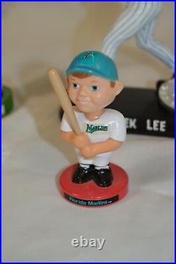 Four Baseball Bobble Heads Rowdy, Derreck Lee, Kevin Mench, and Florida Marlins