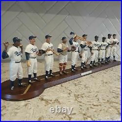 DANBURY MINT 1955 BROOKLYN DODGERS 10 FIGURINES STATUES w/Jackie Robinson  & Box