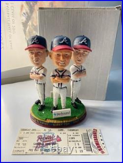GREG MADDUX TOM GLAVINE BOBBY COX Rome Braves Baseball 2014 SGA Bobblehead HOF