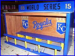 Greg Holland Bobble head KC Royals Bobble Heads Display Case Stained Cherry