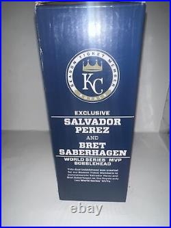 KC Royals Salvador Perez / Bret Saberhagen MVP Bobblehead, NIB, HTF Rare