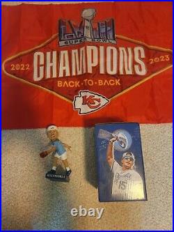 Kansas City Royals Patrick Mahomes BobbleHead Rare With BACK TO BACK FLAG
