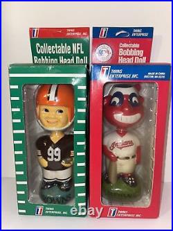 Lot Of 2- Cleveland Indians Browns Chief Wahoo Bobbleheads Twins Enterprise