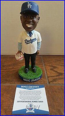 Magic Johnson Signed Los Angeles Dodgers Baseball Bobblehead Lakers Beckett