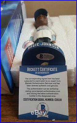 Magic Johnson Signed Los Angeles Dodgers Baseball Bobblehead Lakers Beckett