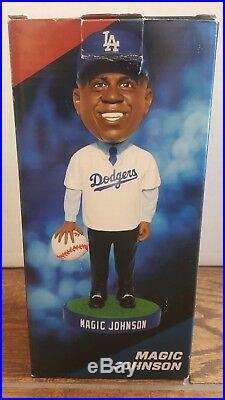 Magic Johnson Signed Los Angeles Dodgers Baseball Bobblehead Lakers Beckett