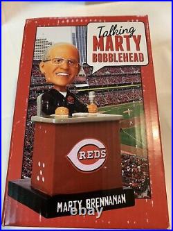 Marty Brennaman Autographed Cincinnati Reds Talking Marty Bobblehead BRM HOF