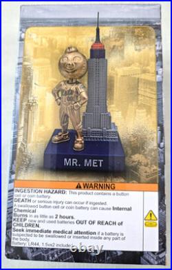 NY Mets Rare 2025 Mr. Met Gold Bobblehead Light Up Empire State Building SGA