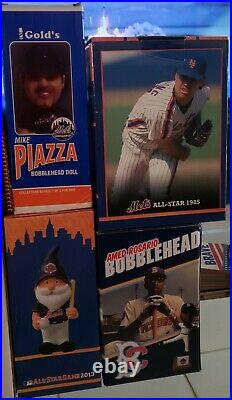 NY Mets bobble head collection in boxes. Lot of 12. 1 bobble legs, 2 gnome, 3 BC