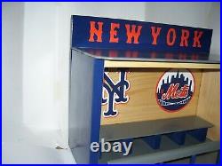 New York Met Bobble heads Display Case Dugout Smaller 18 x 10 1/2 Pinewood