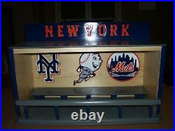 New York Mets bobble heads display case with Mr. Mets logo