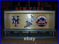 New York Mets bobble heads display case with Mr. Mets logo