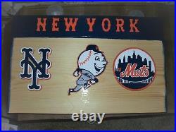 New York Mets bobble heads display case with Mr. Mets logo