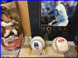 Nolan Ryan SIGNED Lot All Star Baseball Book Hall of Fame Bobblehead Cards SLU