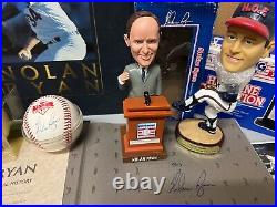 Nolan Ryan SIGNED Lot All Star Baseball Book Hall of Fame Bobblehead Cards SLU