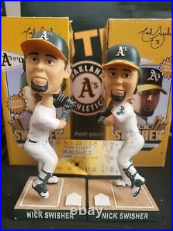 Oakland A's Nick Swisher signed autographed bobble bobblehead LOT of 2 SGA