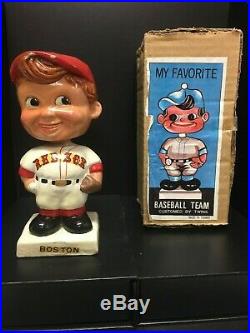 Original 1960s Boston Red Sox Bobble Head Baseball Nodder White Base with Box