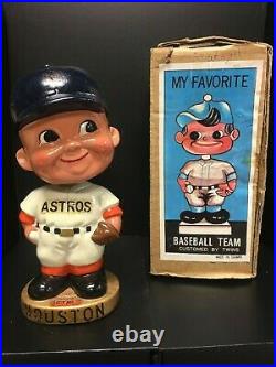 Original 1960s Houston Astros Bobble Head Nodder Astrodome Decal Gold with Box