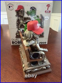 PHILLIE PHANATIC & BEN FRANKLIN Philadelphia Phillies Park Bench Dual Bobblehead
