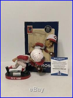 Pete Rose Signed Cincinatti Reds Hall Of Fame Baseball Bobblehead Hit King BAS