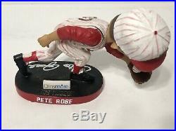 Pete Rose Signed Cincinatti Reds Hall Of Fame Baseball Bobblehead Hit King BAS