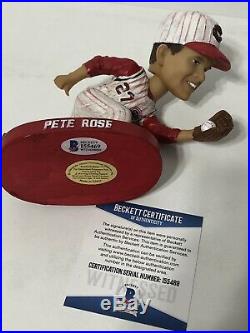 Pete Rose Signed Cincinatti Reds Hall Of Fame Baseball Bobblehead Hit King BAS