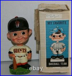 RARE 1960's San Francisco Giants Green Base Vintage Bobble Head Nodder With Box