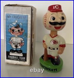 RARE Vintage Cincinnati Reds MLB Green Base Bobblehead Nodder With Box