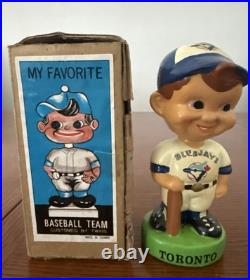 RARE Vintage Toronto Blue Jays Green Base Bobblehead Nodder With Box