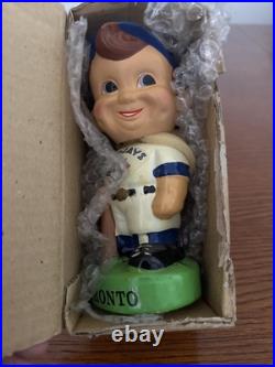 RARE Vintage Toronto Blue Jays Green Base Bobblehead Nodder With Box