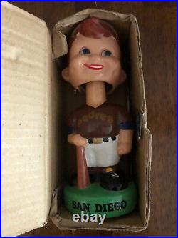 San Diego Padres Bobble Head WITH BOX! VINTAGE RARE & CLEAN! Green Base