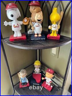 St Louis Cardinals Charlie Brown Peanuts Night Bobblehead set of SEVEN